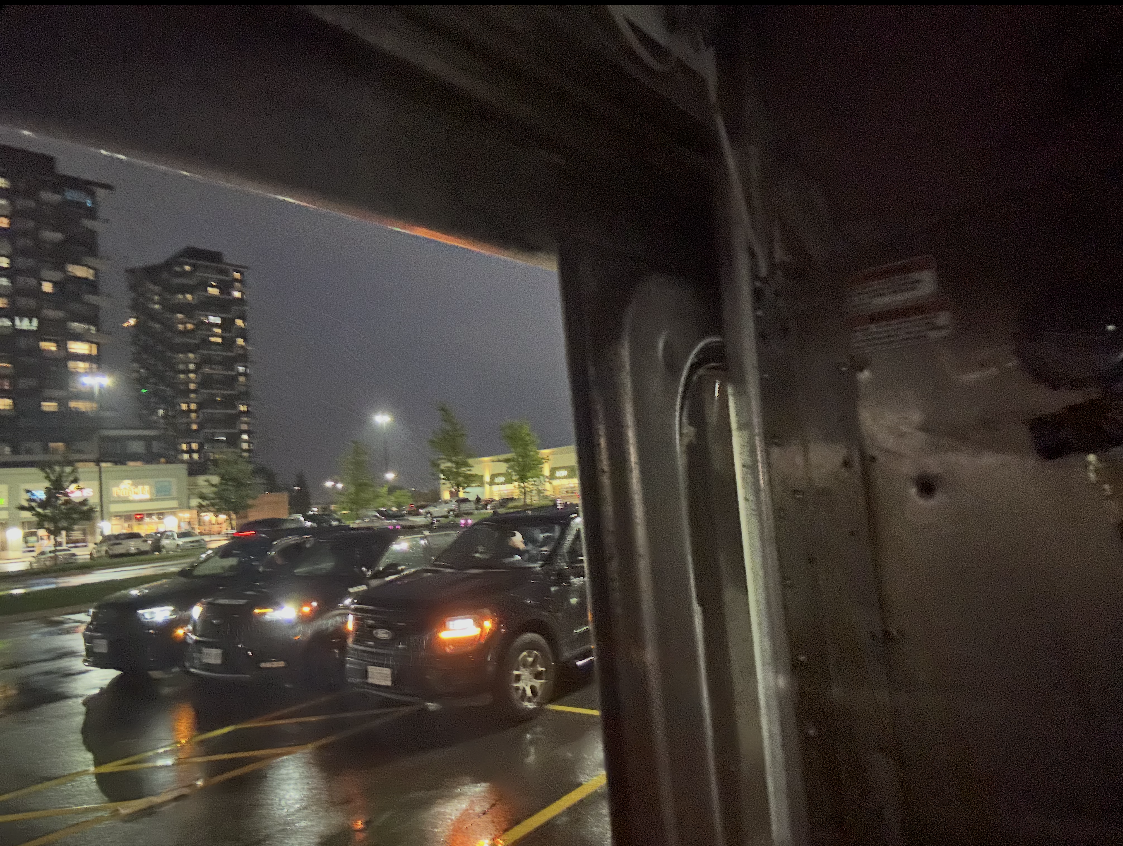 Police vehicles in a parking lot